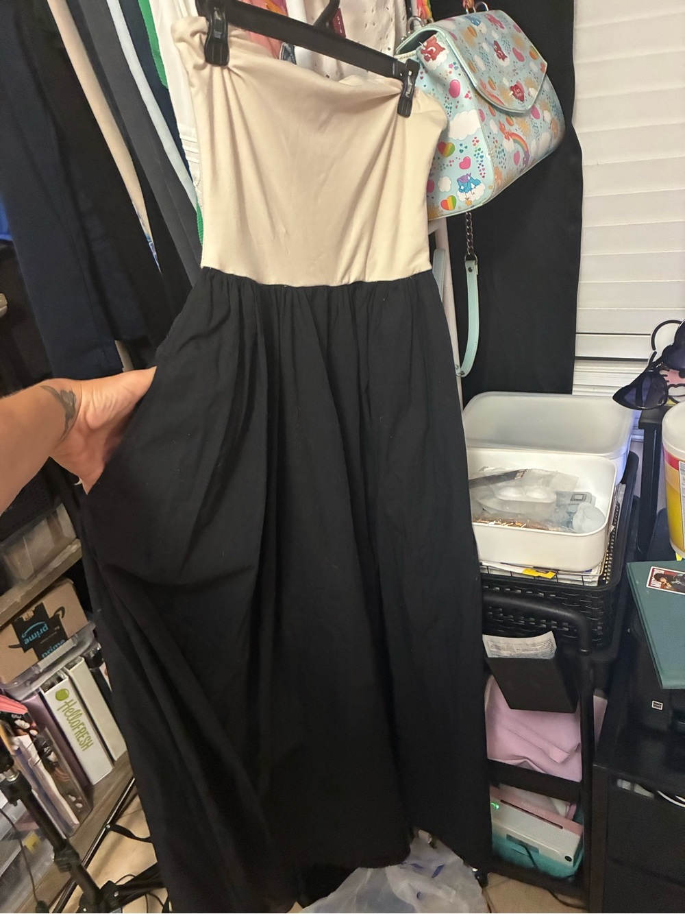J.Crew Strapless Colorblock Mixy Maxi Dress Black Ivory Size S